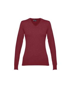 THC MILAN WOMEN. Damski sweter z dekoltem V-neck z bawełny i poliamidu