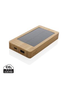 Bambusowy power bank 10000 mAh, ładowarka słoneczna