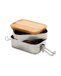 Double lunch box Alcora, srebrny