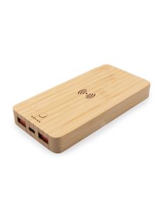 Bambusowy bezprzewodowy power bank 8000 mAh B'RIGHT, ładowarka bezprzewodowa 15W | Benson