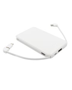 Power bank 5000 mAh ze zintegrowanymi kablami, adapter w komplecie | Presley