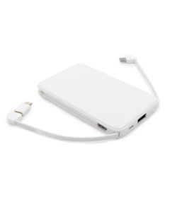 Power bank 5000 mAh ze zintegrowanymi kablami, adapter w komplecie | Presley